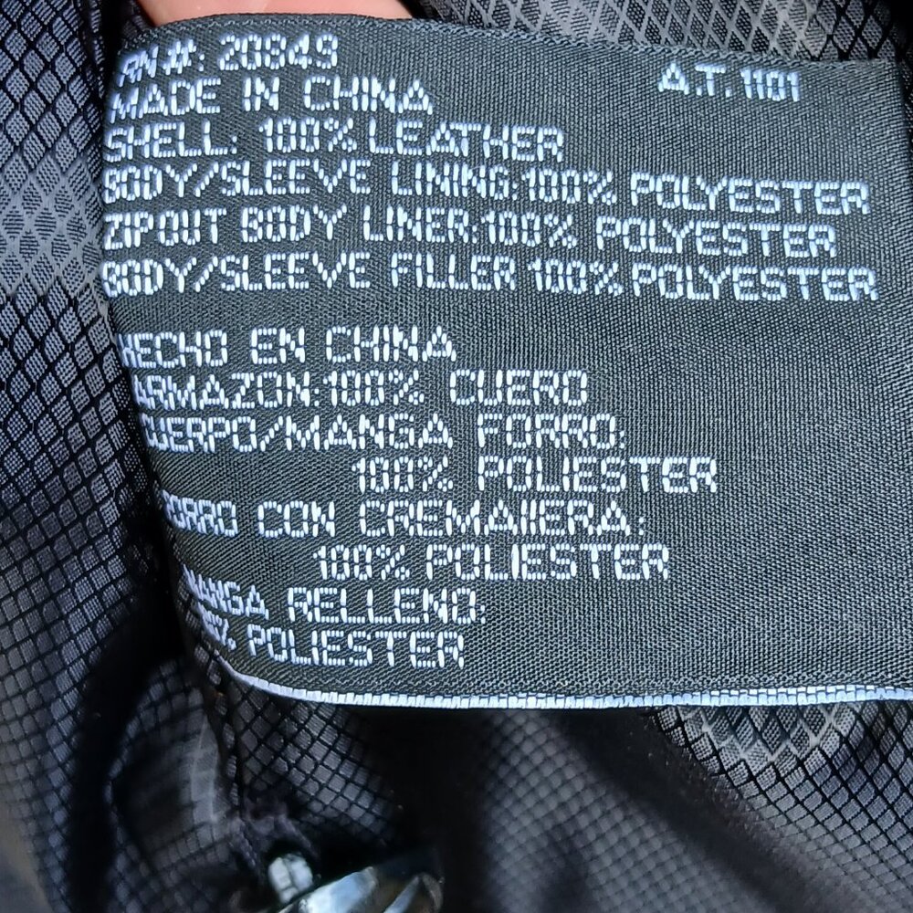 Vintage 90's Black Leather Warm Double Lined Car Coat Many Pockets & Details SzL - Picture 10 of 16